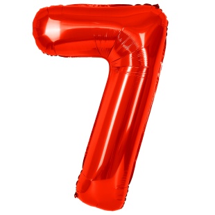 Шар (40''/102 см) Цифра, 7, Красный, Металлик, 1 шт. в уп.