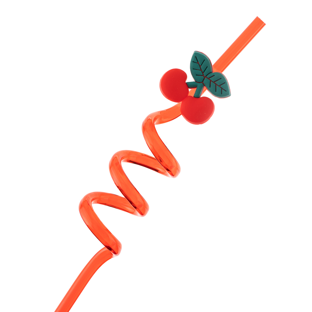 Трубочки для коктейлей (пластик), Вишенки, Красный, 4 шт. в упак. 