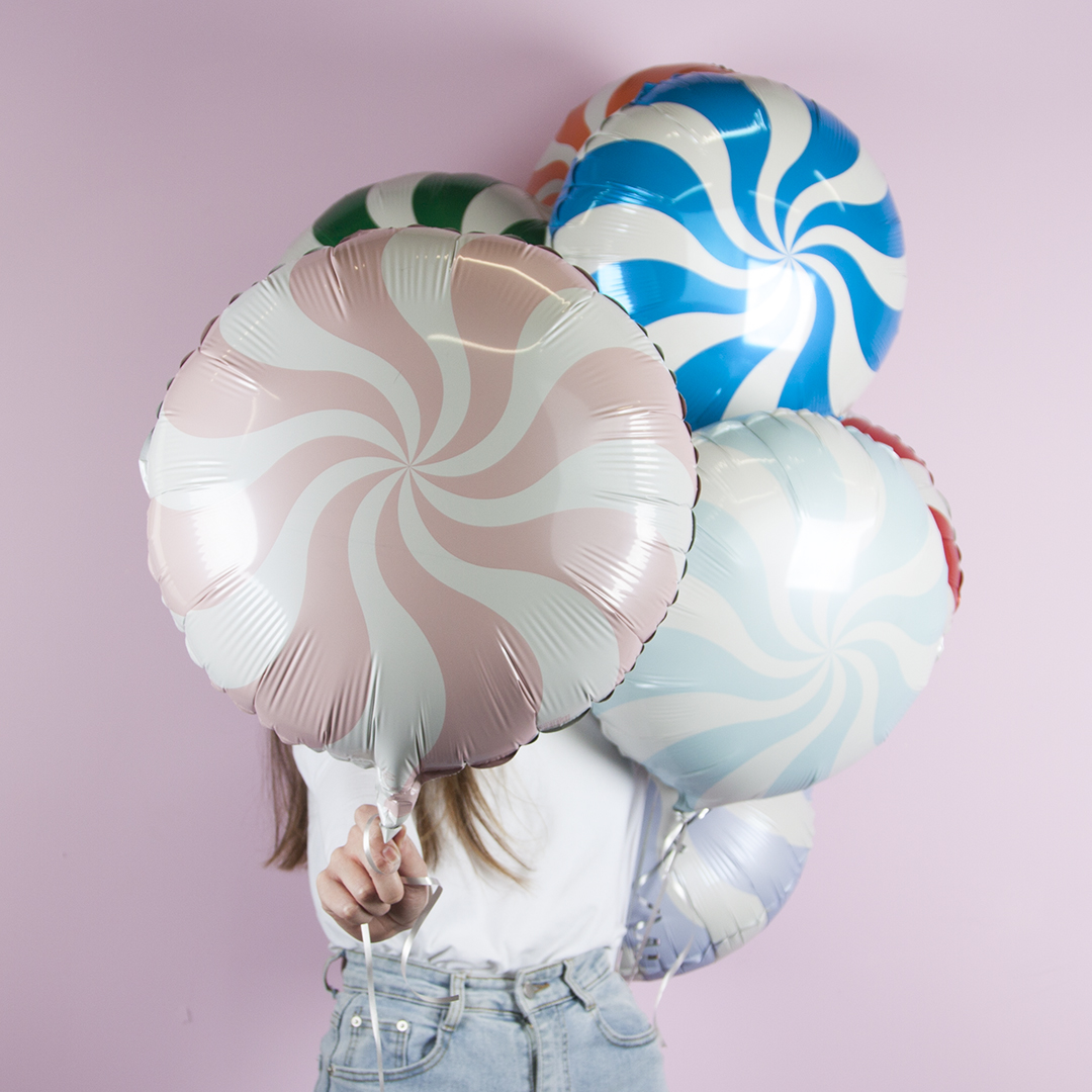 Шар (18''/46 см) Круг, Леденец, Персиковый, Макарунс, 1 шт.