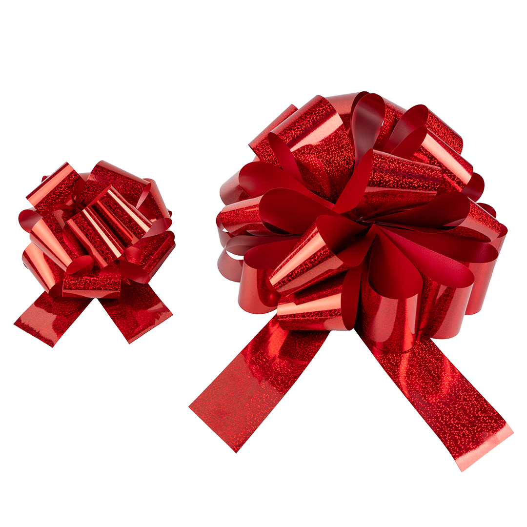 Бант Шар, Красный, Голография, 36 см, 1 шт. в упак. 