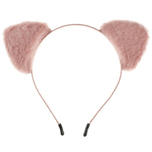 Ободок, Пушистые ушки - фурри, Розовый, 1 шт. 
