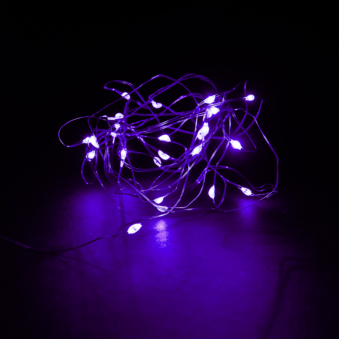 Светодиодная гирлянда, Роса 50 Led, IP14, 5 м. Фиолетовый, 1 шт.