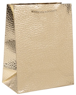 Пакет подарочный, 210гр, Текстура кожи, Дизайн №2, Золото, Металлик, 23*18*10 см, 1 шт.
