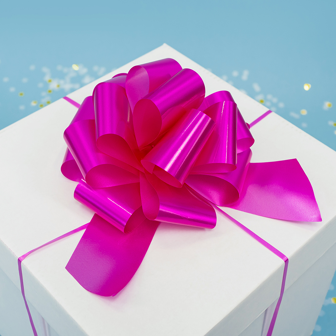 Бант Шар, Фуксия, Лаковый, 21 см, 1 шт. в упак. 