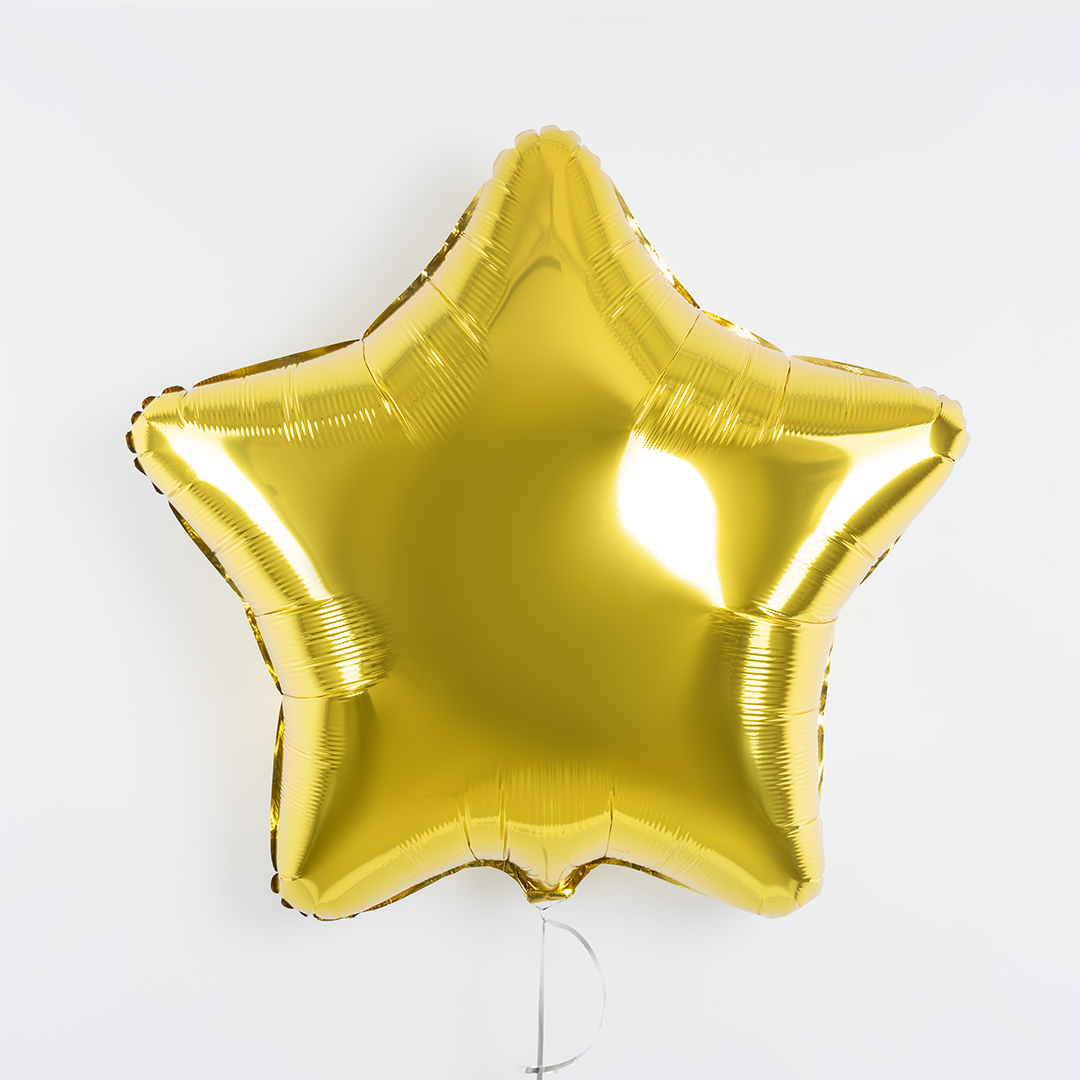 Шар (32''/81 см) Звезда, Золото, Металлик, 1 шт.