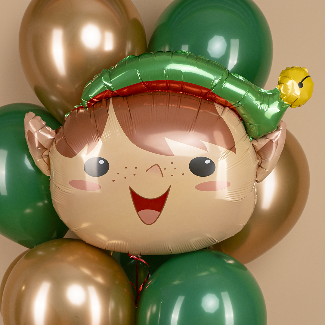 Шар (30''/76 см) Фигура, Голова, Веселый Эльф, 1 шт.