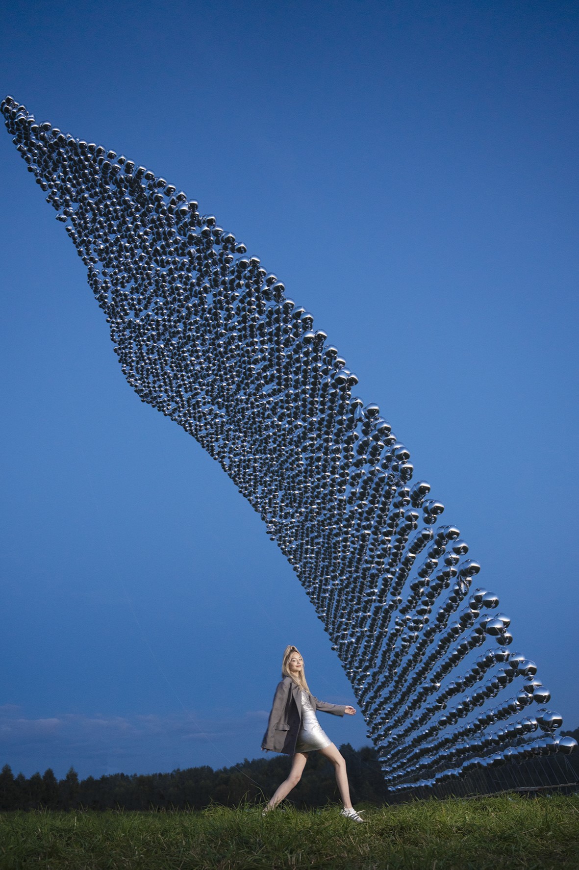 Шар 3D (32''/81 см) Сфера, Серебро, 1 шт. в уп.