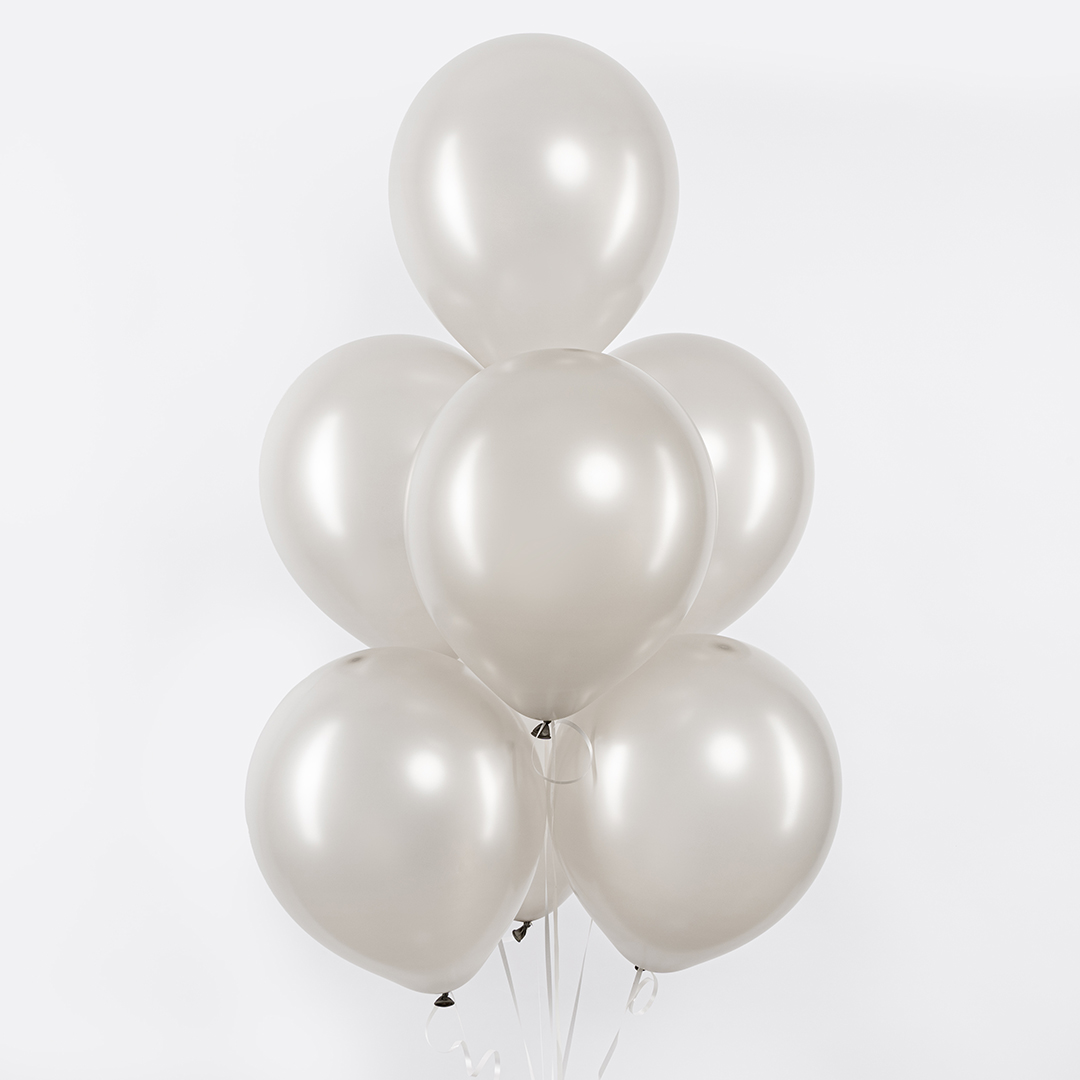 Шар (12''/30 см), Серебро, металлик, 100 шт.