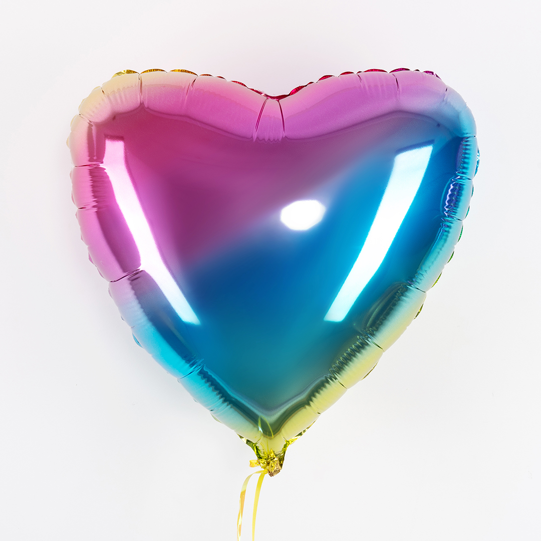 Шар (18''/46 см) Сердце, Нежная радуга, Градиент, 1 шт.