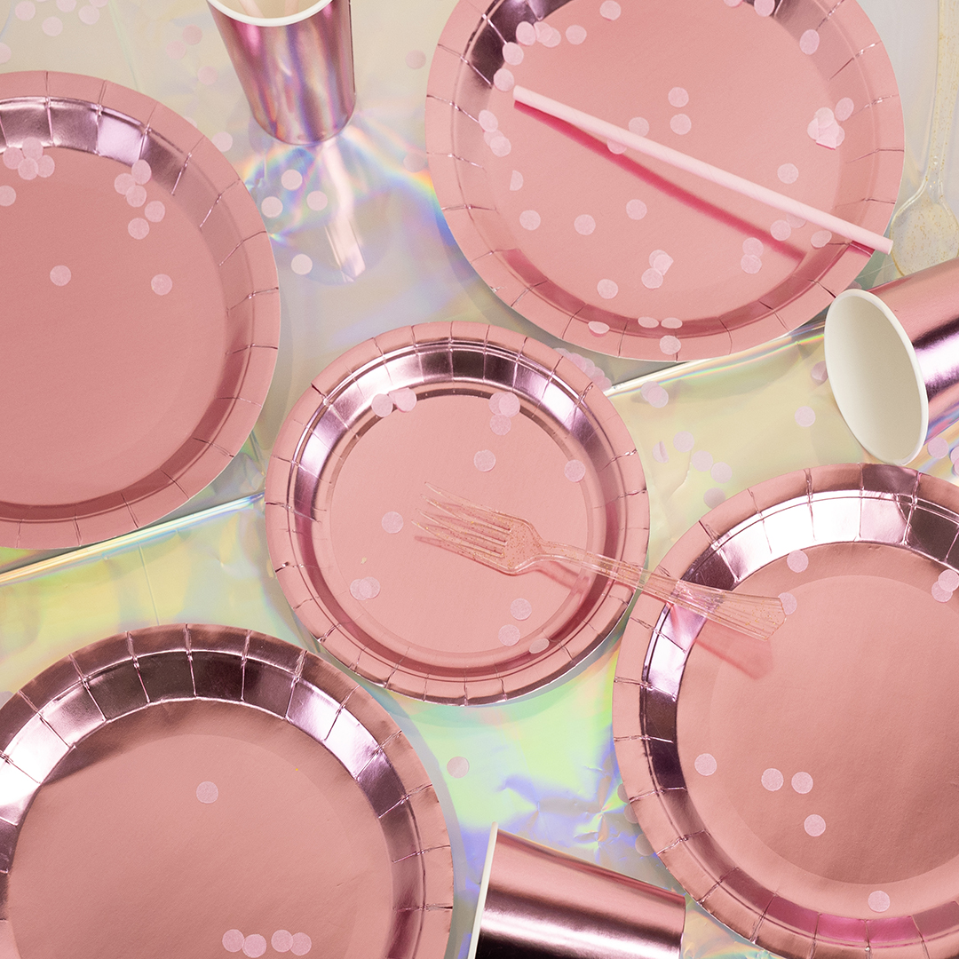 Тарелки (9''/23 см) Розовый, Металлик, 6 шт.