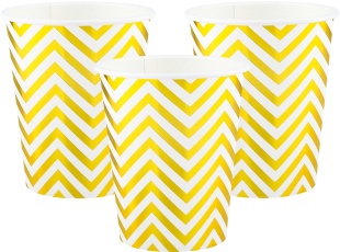 Стаканы (250 мл) Зигзаги, Белый/Золото, Металлик, 6 шт.