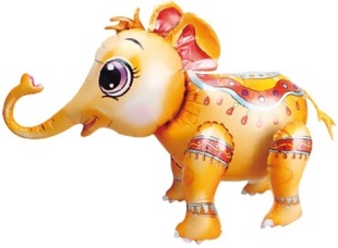 Шар (28''/71 см) Фигура 3D, Маленький слоненок, Оранжевый, 1 шт. в уп.