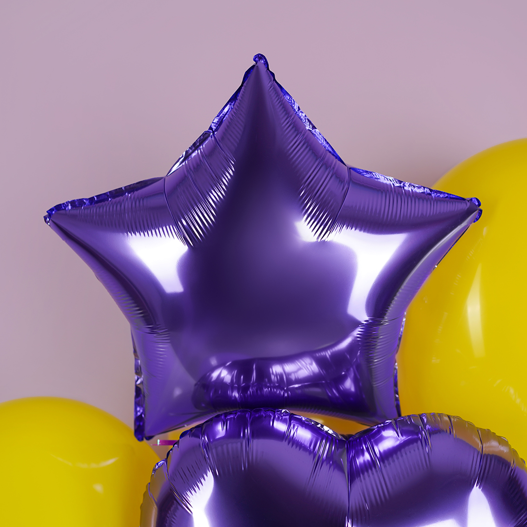 Шар (18''/46 см) Звезда, Сиреневый, 1 шт.
