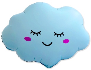 Шар (27''/69 см) Фигура, Облако, Светло-голубой, Матовый, 1 шт.