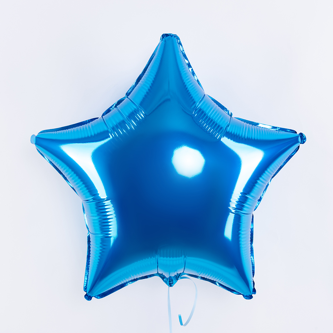 Шар (18''/46 см) Звезда, Синий, 1 шт.