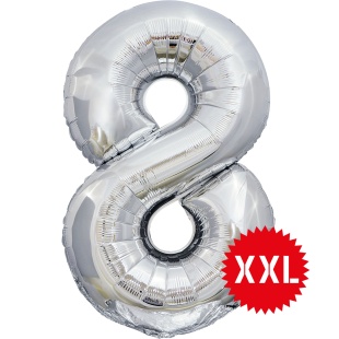 Шар (50''/127 см) Цифра, 8 XXL, Серебро, 1 шт. в уп.