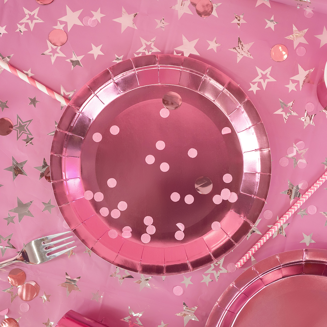 Тарелки (9''/23 см) Розовый, Металлик, 6 шт.