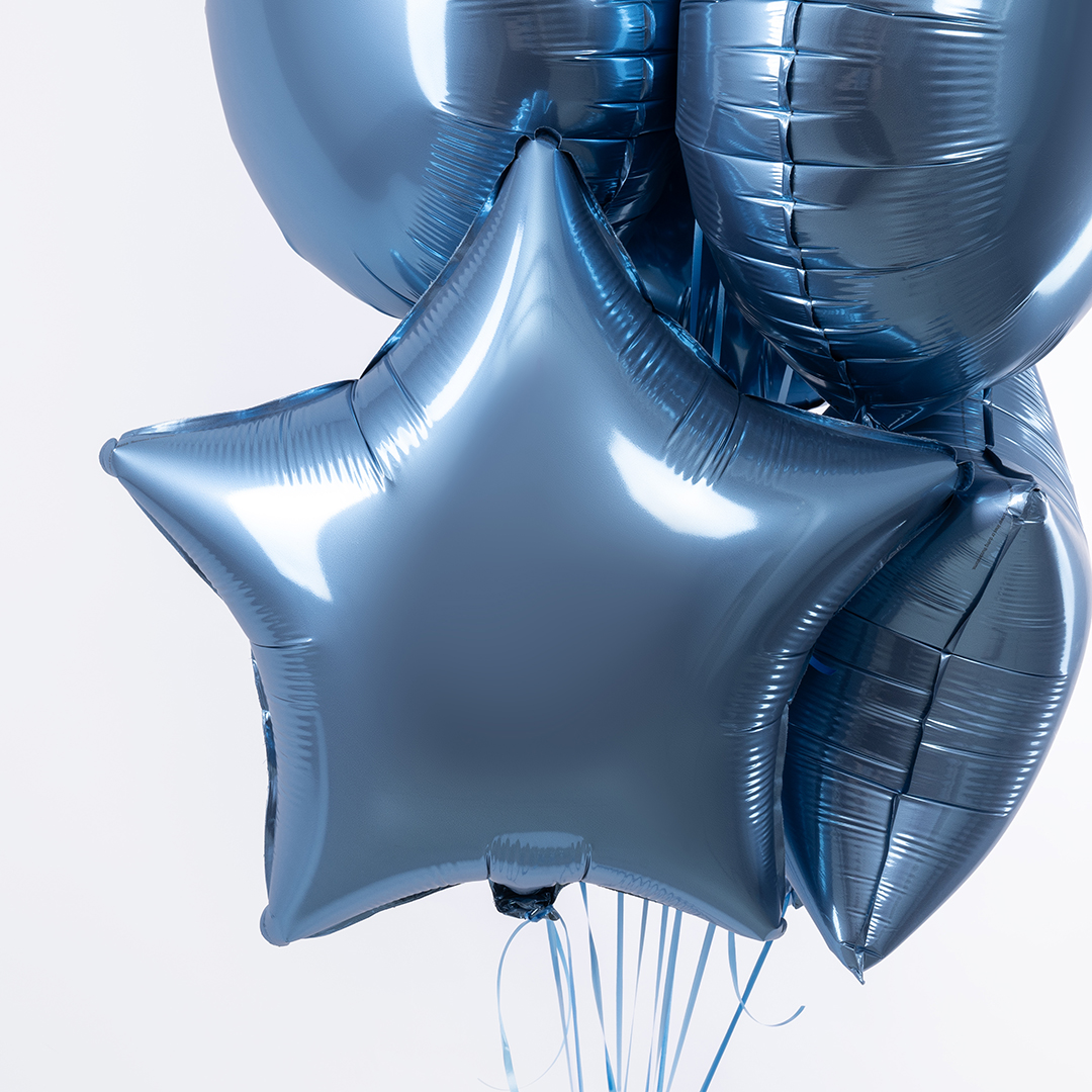 Шар (18''/46 см) Звезда, Стальной синий, Сатин, 1 шт.