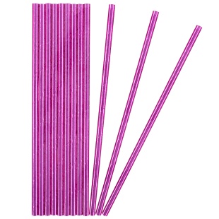 Трубочки для коктейлей, Розовый, Металлик, 12 шт. в упак. 
