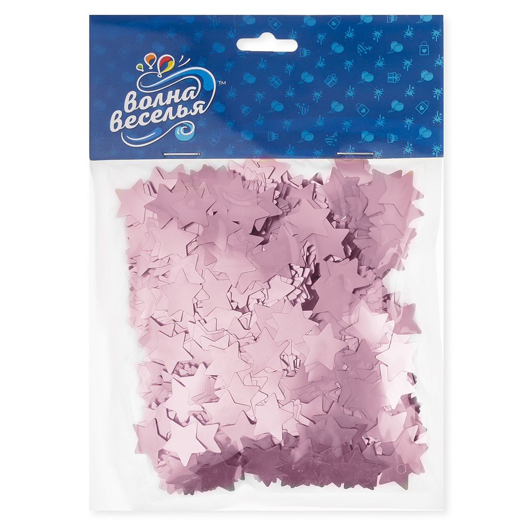 Конфетти фольга Звезда, Розовый, Хром, 1,5 см, 50 г.