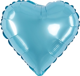 Шар с клапаном (10''/25 см) Мини-сердце, Голубой, Металлик, 1 шт.