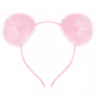 Ободок, Пушистые помпончики, Розовый, 1 шт. 