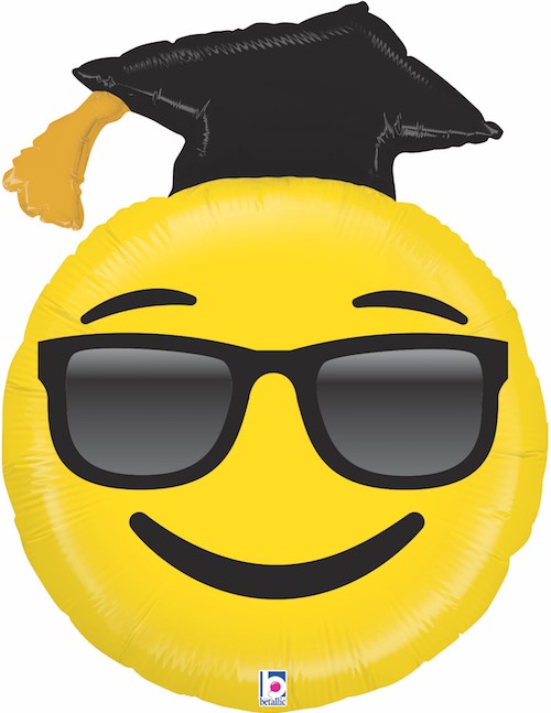 Шар (30''/76 см) Фигура, Смайл Выпускник, 1 шт. в уп.