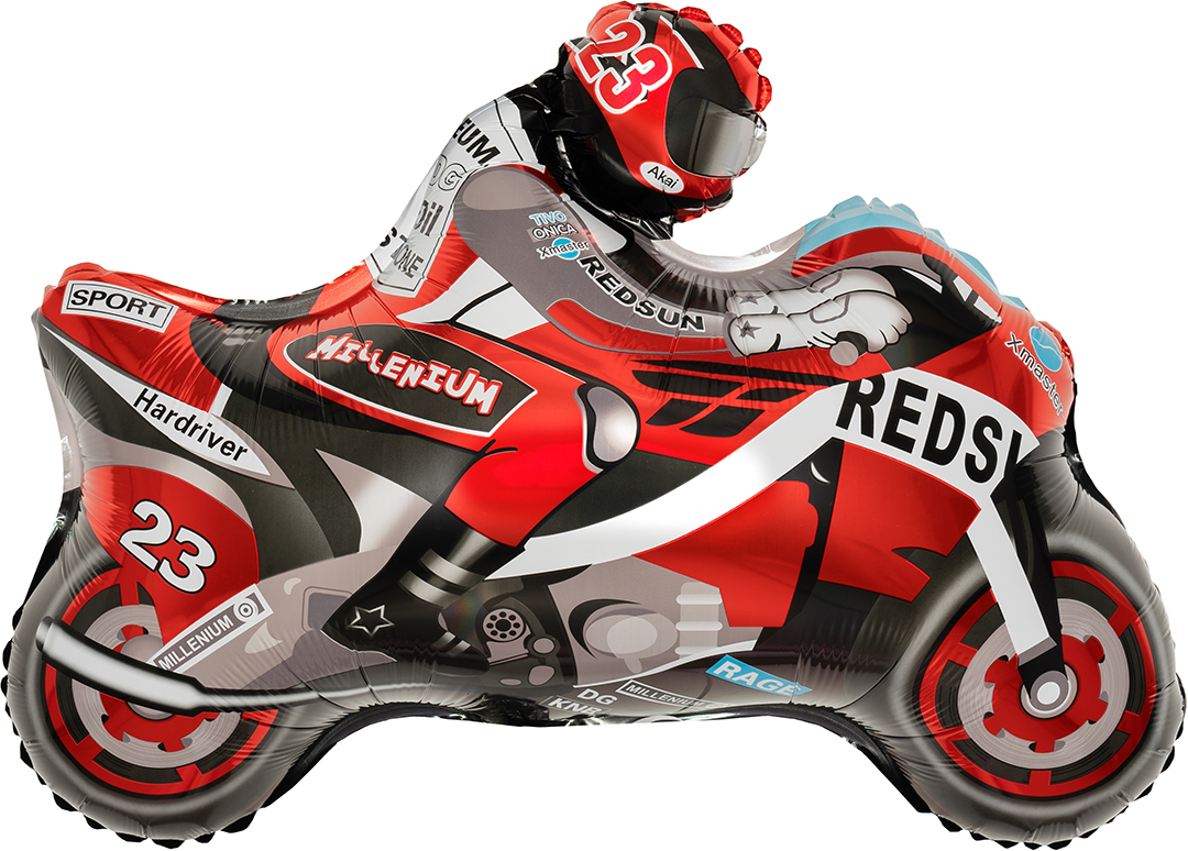 Шар (26''/66 см) Фигура, Мотоцикл, Красный, 1 шт.