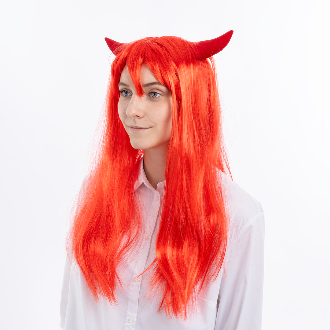 Парик карнавальный, 160 гр, Чертенок, Красный, 1 шт. в упак. 