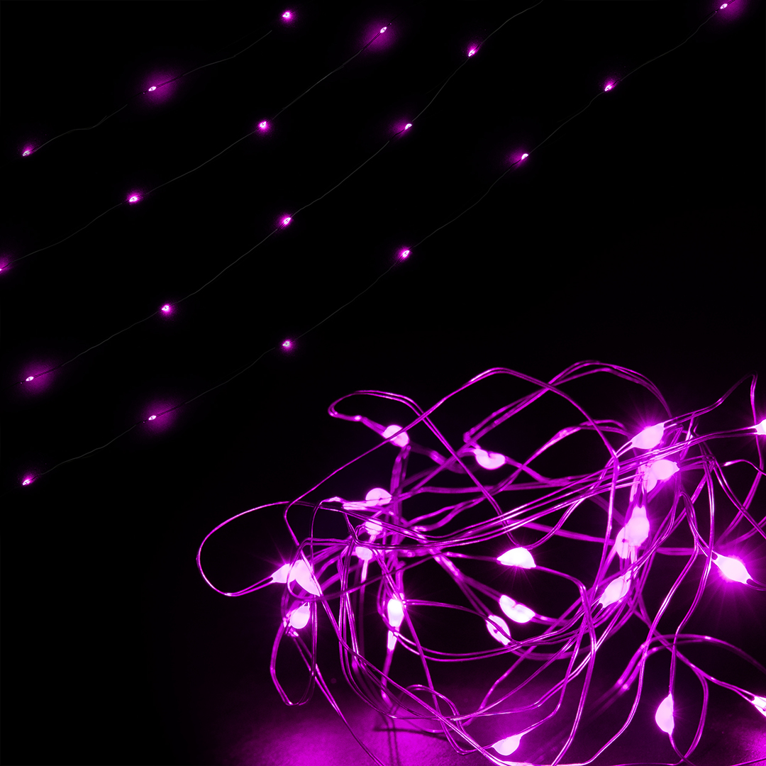 Светодиодная гирлянда, Роса 50 Led, IP14, 5 м. Розовый, 1 шт.