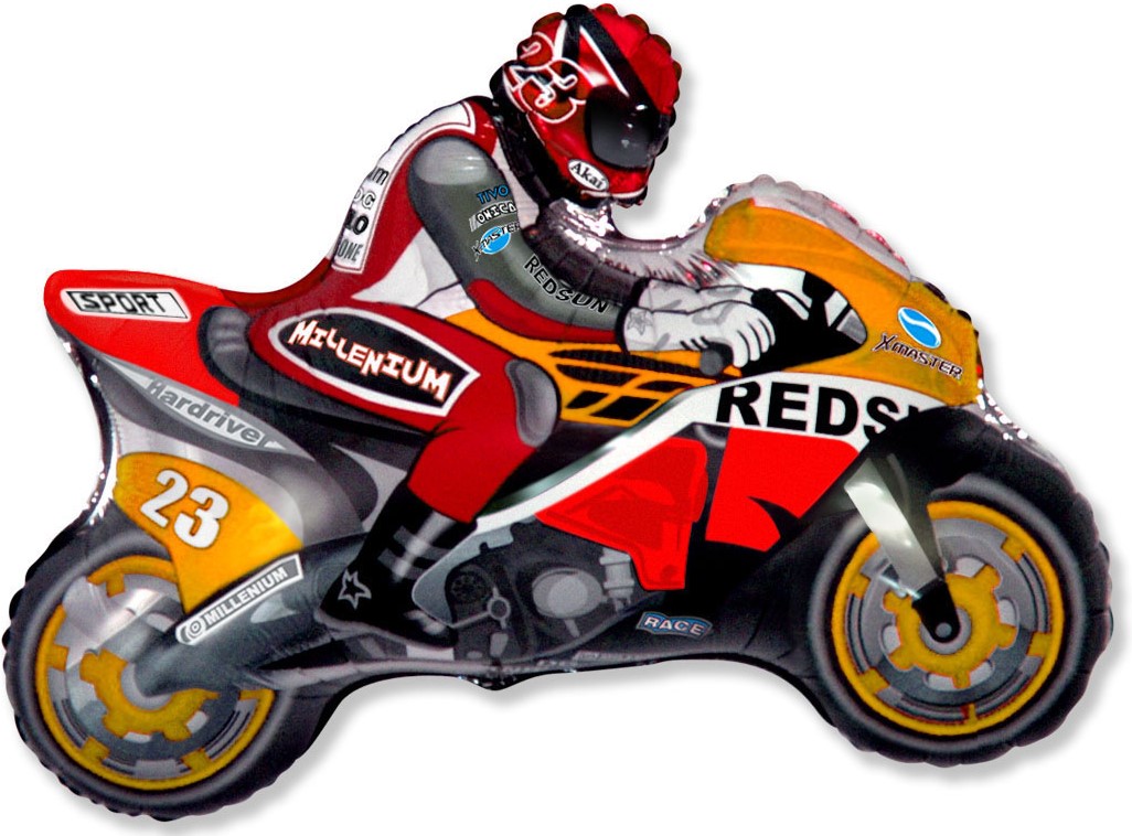 Шар (31''/79 см) Фигура, Мотоцикл, Оранжевый, 1 шт.