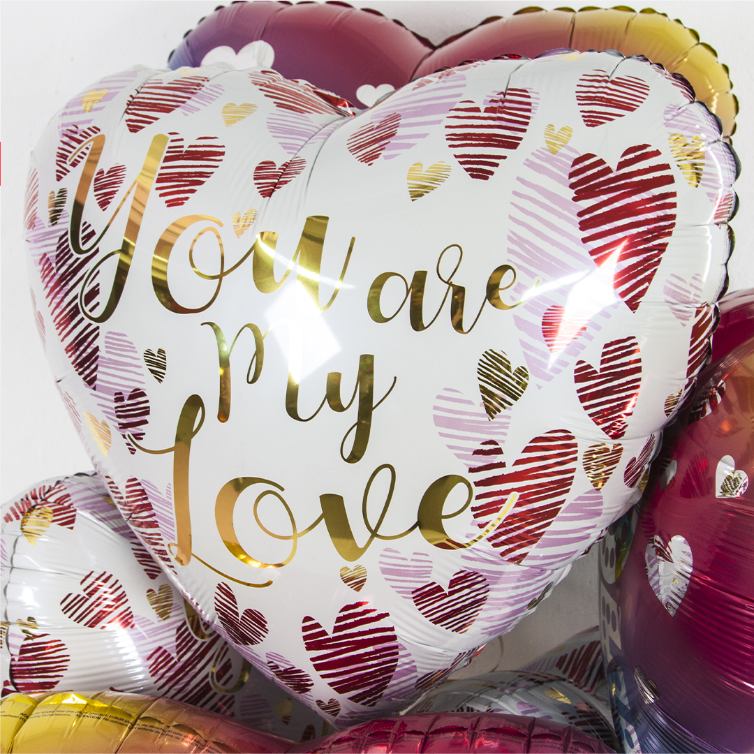 Шар (18''/46 см) Сердце, Моя Любовь (сердца граффити), 1 шт.