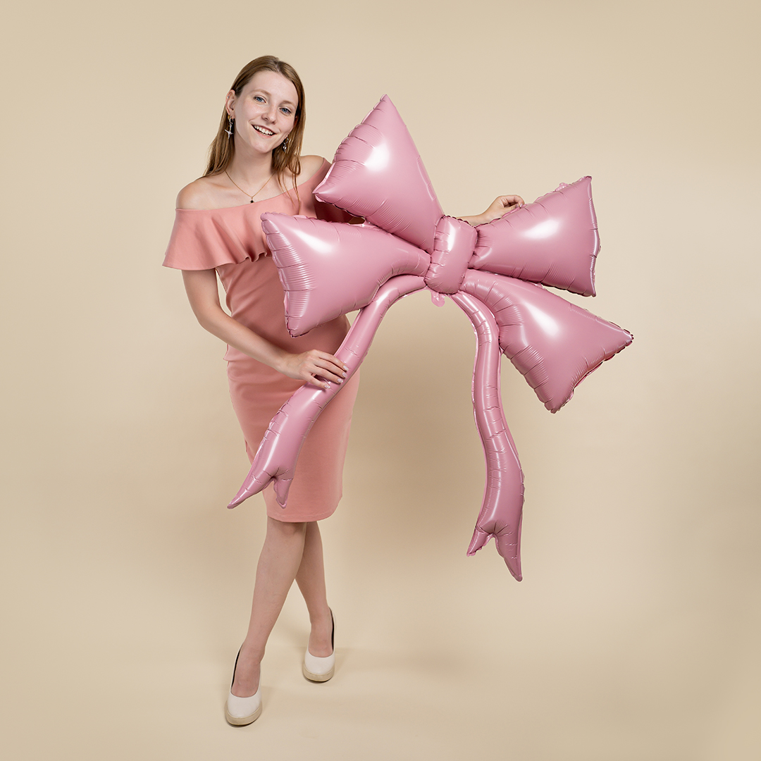 Шар (47''/119 см) Фигура, Бант (надув воздухом), Розовый, 1 шт.