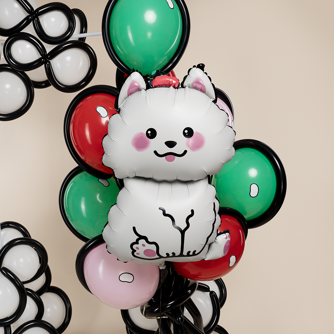 Шар (37''/94 см) Фигура, Белый песик, 1 шт. в уп.