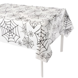 Скатерть одноразовая, Паутинка, Белый/Черный, 137*274 см, 1 шт.