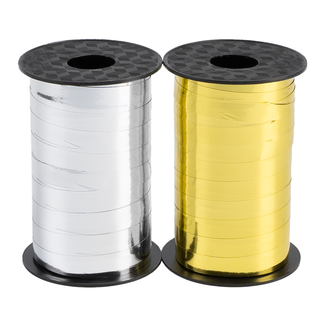 Лента полипропиленовая (1 см*100 м) Серебро, Металлик, 1 шт.