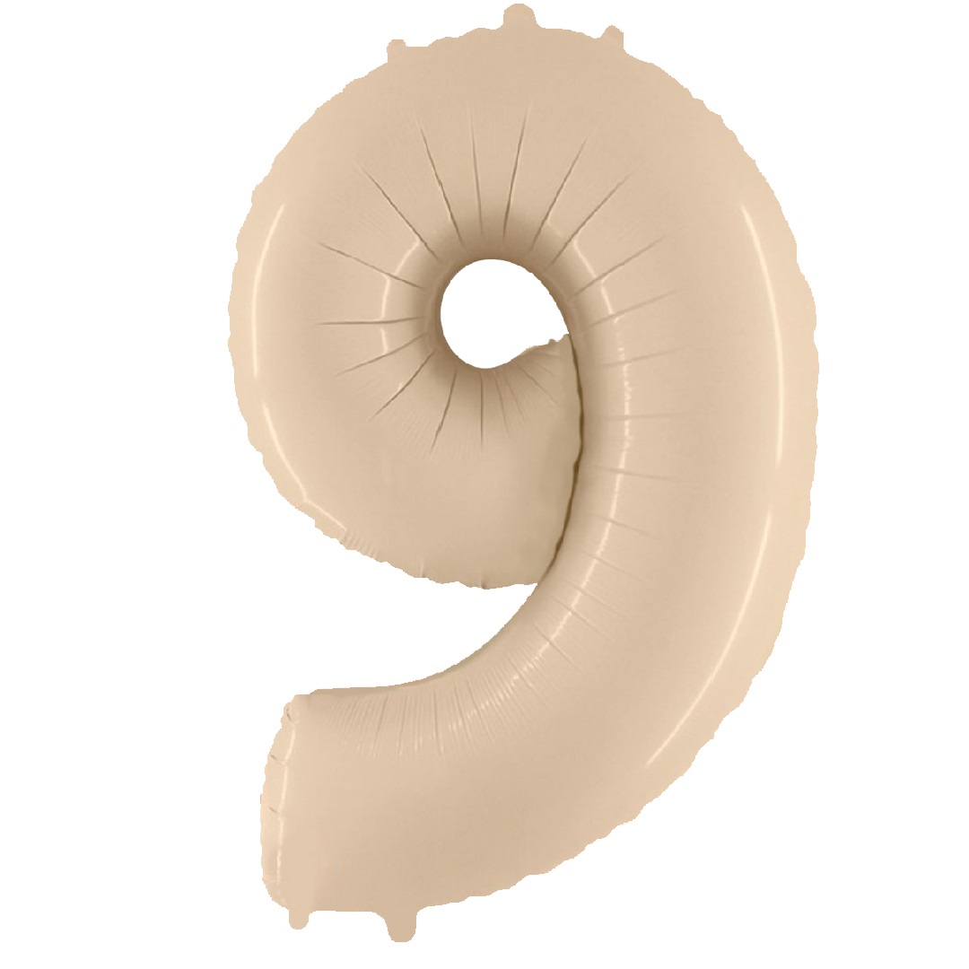 Шар (40''/102 см) Цифра, 9, Кремовый, 1 шт. в уп.
