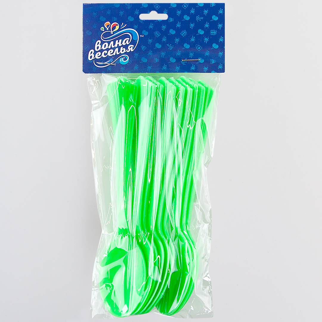 Ложки, Премиум, Зеленый, 16 см, 10 шт. в упак. 