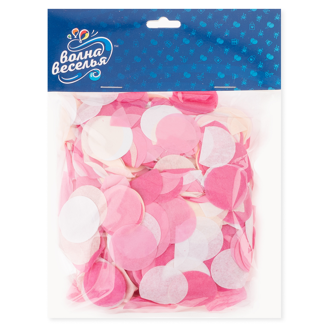 Конфетти тишью Круг, Розовый микс, 2,5 см, 50 г.