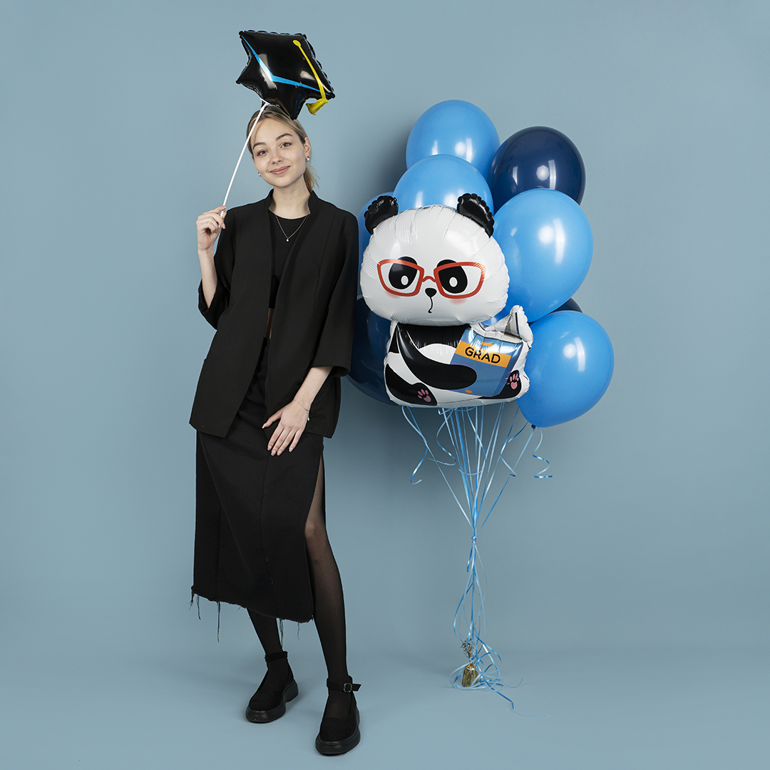 Шар (35''/89 см) Фигура, Панда с книжкой, 1 шт.