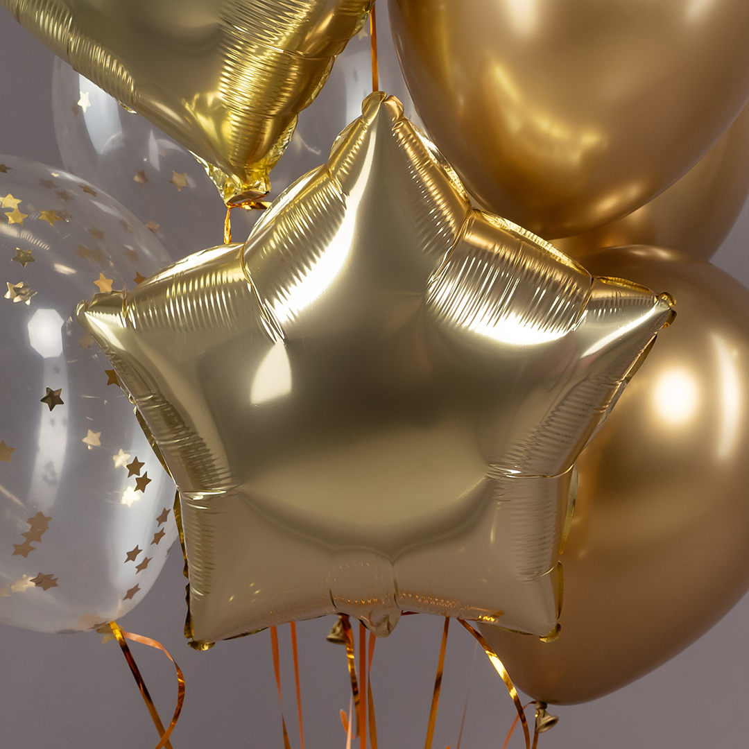 Шар (18''/46 см) Звезда, Белое золото, Металлик, 1 шт.