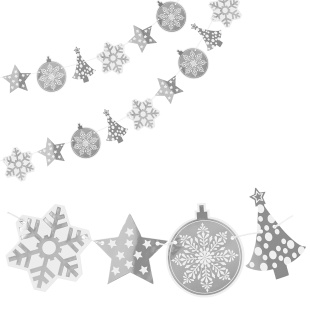 Гирлянда Новогодние звездочки, Серебро, Металлик, 230 см, 18*20 см, 1 упак.