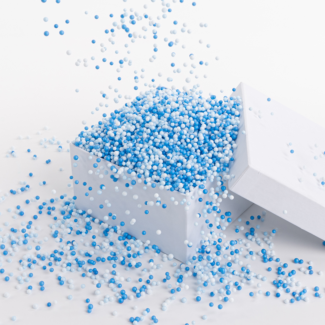 Шарики пенопласт, Цветной микс, Голубой/Синий, 2-4 мм, 10 гр.