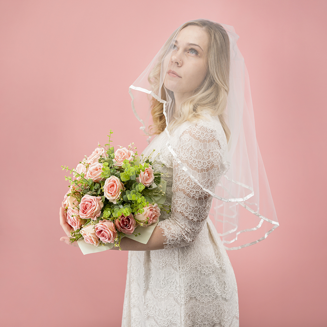 Фата с гребнем, Белый, 75 см, 1 шт. 