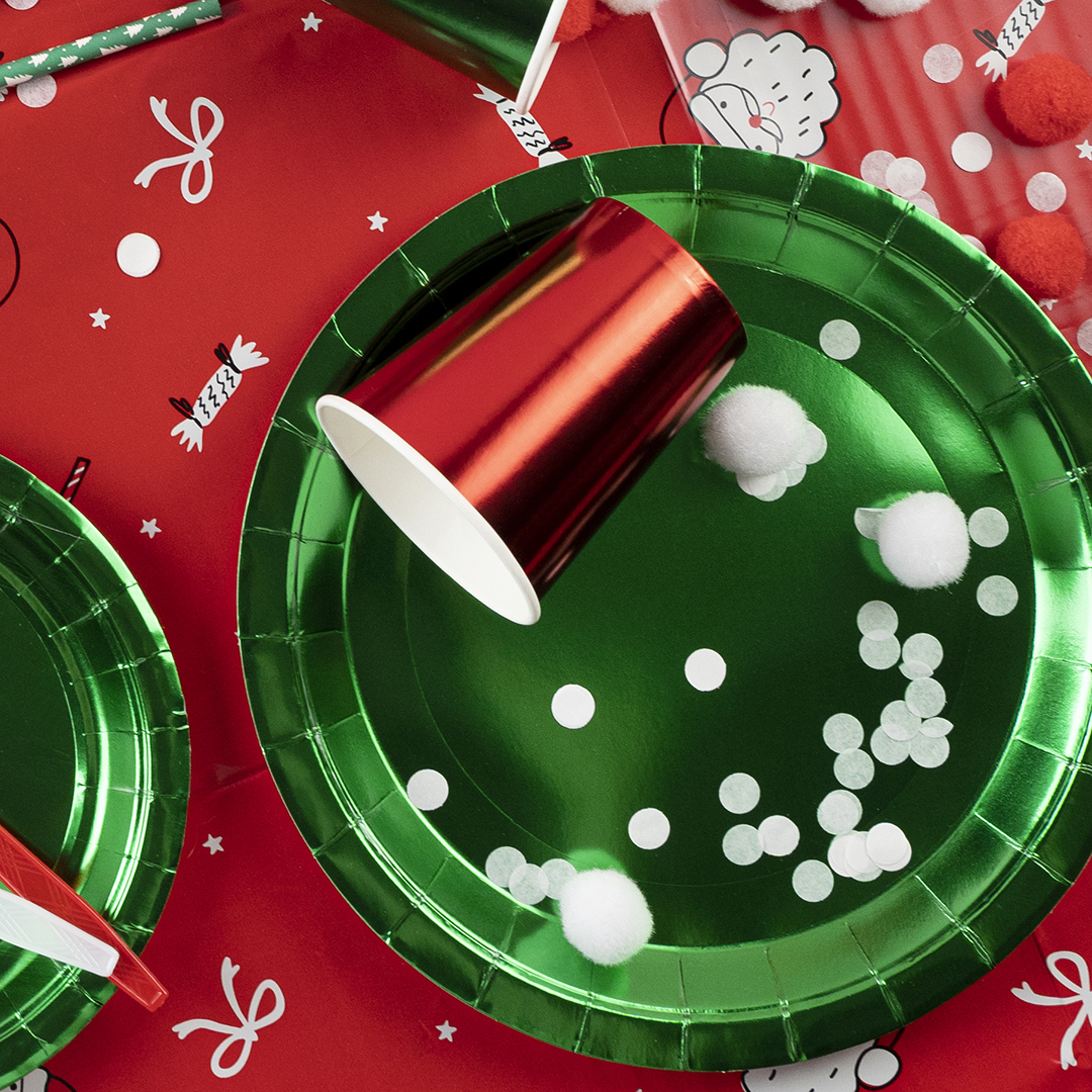 Тарелки (9''/23 см) Зеленый, Металлик, 6 шт.