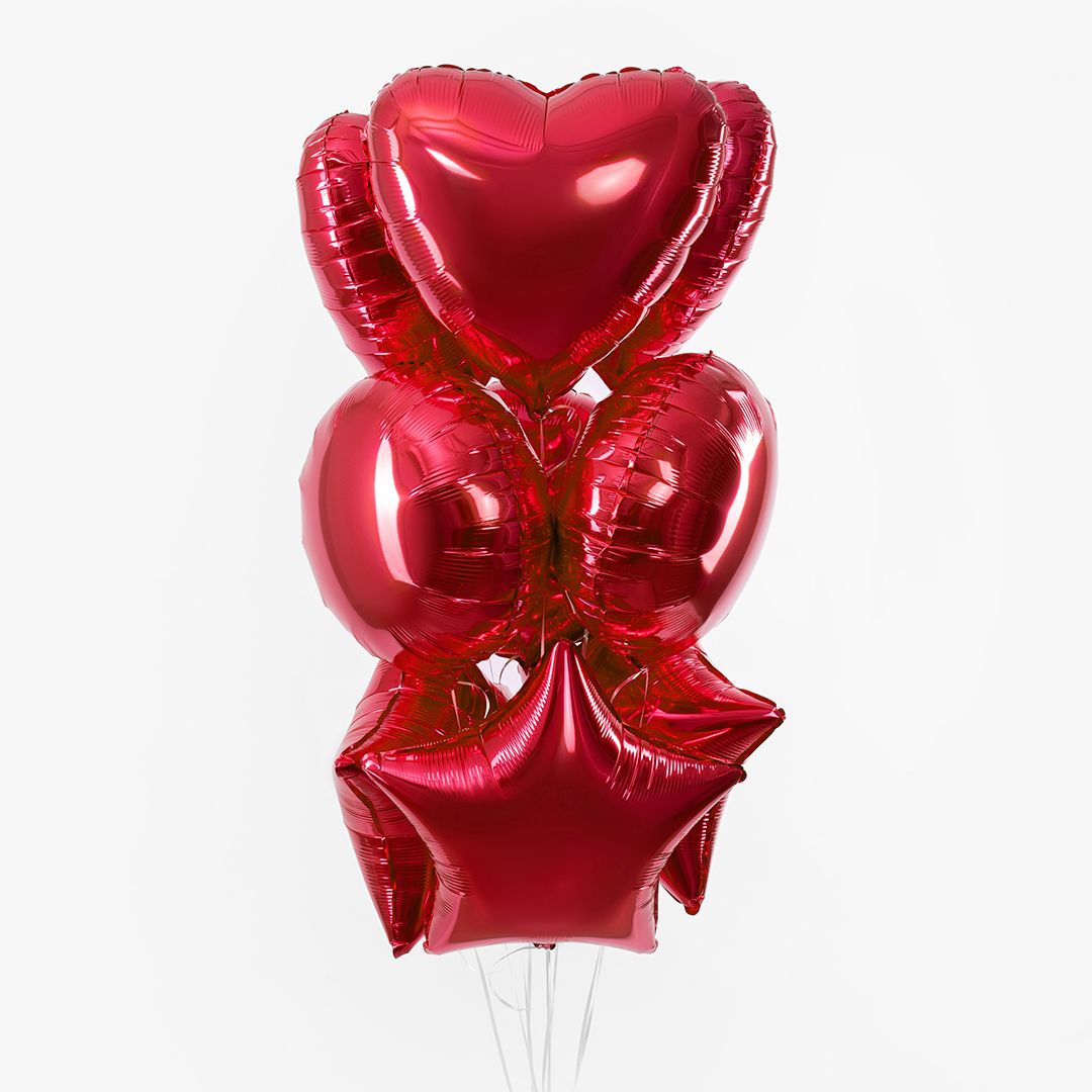 Шар (18''/46 см) Звезда, Красный, 1 шт.