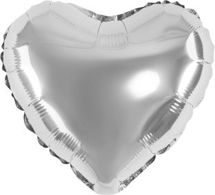 Шар с клапаном (10''/25 см) Мини-сердце, Серебро, Металлик, 1 шт.