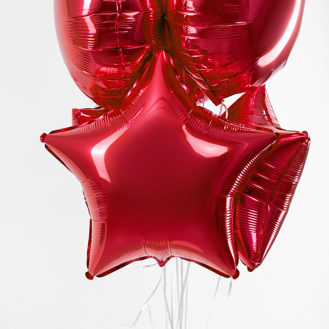 Шар (18''/46 см) Звезда, Красный, 1 шт.