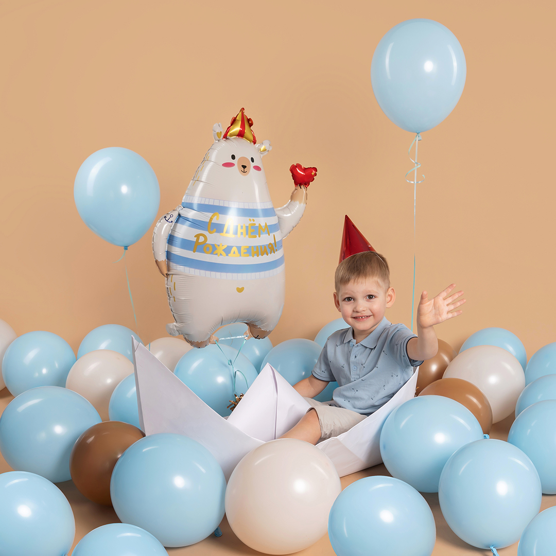 Шар (12''/30 см), Нежно-голубой, макарунс, 100 шт.