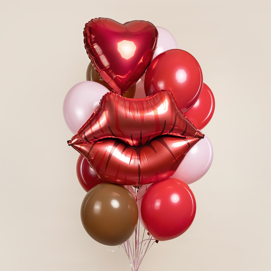 Шар (28''/71 см) Фигура, Губы, Поцелуй, 1 шт. в уп.